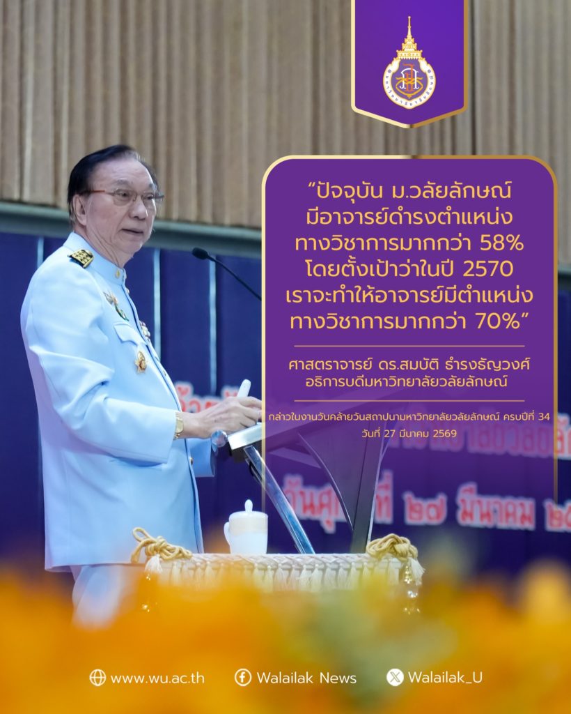 พิธีการในงานวันคล้ายวันสถาปนามหาวิทยาลัยวลัยลักษณ์ ปีที่ 34